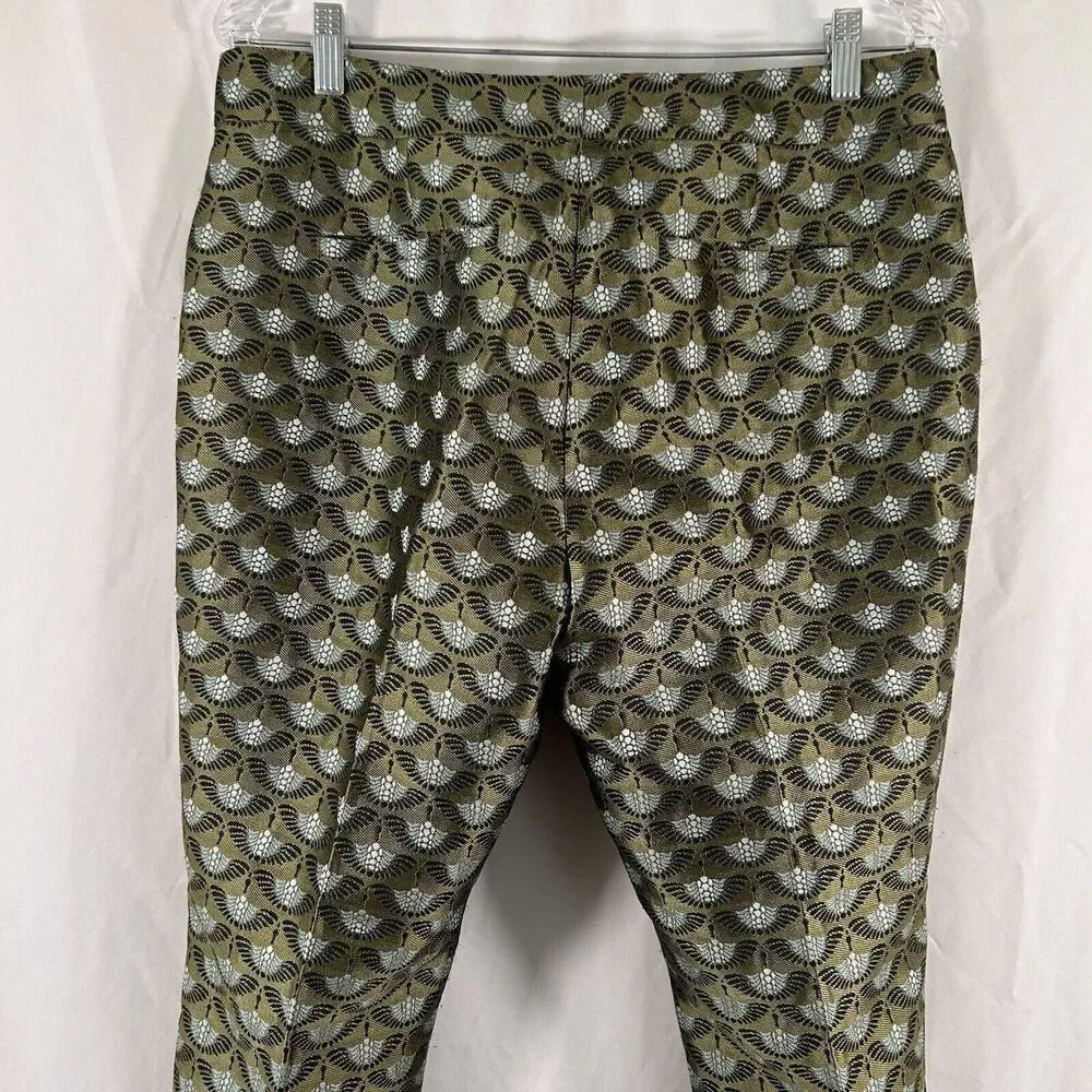 Ann Taylor Dress Pants Women's 8 Green Metallic Signature Mid Rise Pockets